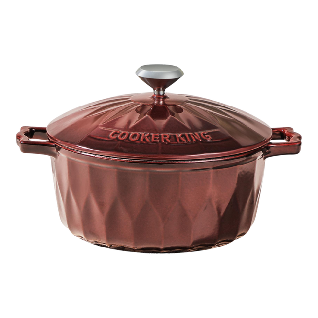 COOKER KING Enameled Cast Iron Casserole - Burgundy 24cm (Case 2)