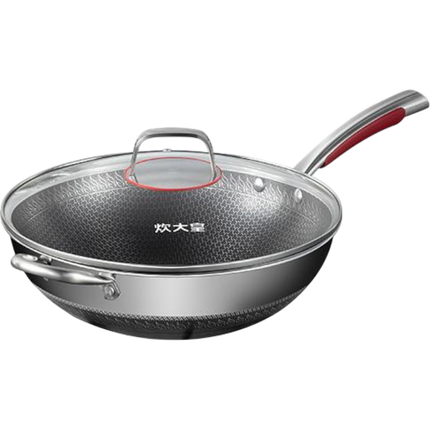 COOKER KING Stainless Steel Honeycomb Wok With Lid 34cm (Case 5)