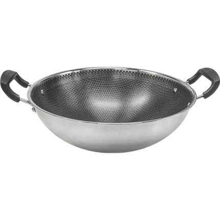 COOKER KING Stainless Steel Double-Handle Honeycomb Wok 40cm (Case 8)