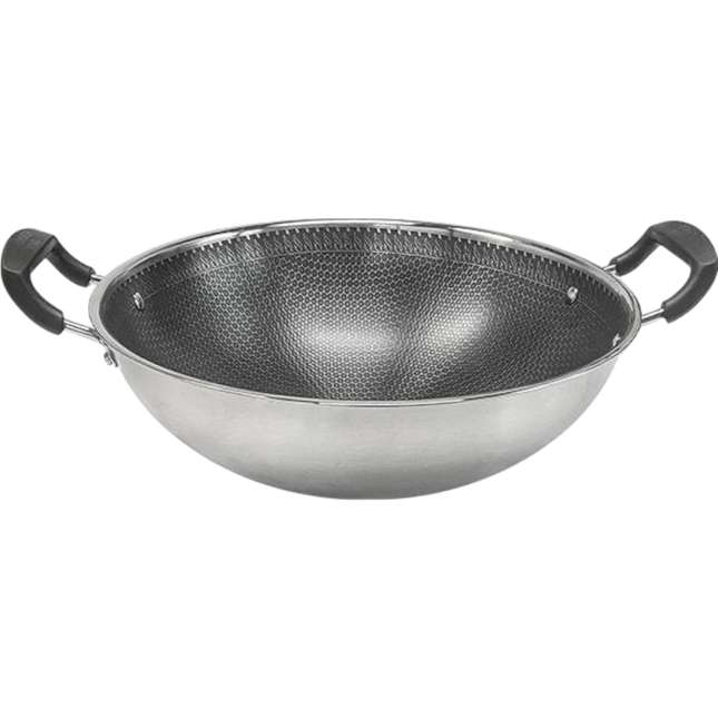 COOKER KING Stainless Steel Double-Handle Honeycomb Wok 40cm (Case 8)