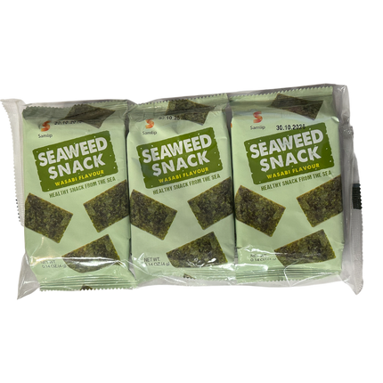 SAMLIP Crispy Seaweed Snacks Wasabi Flavour (3pcs) 12g (Case 24)
