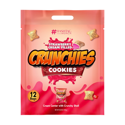 CRUNCHIES Cookies Filled with Cream - Strawberry (12pcs) 180g (Case 6)