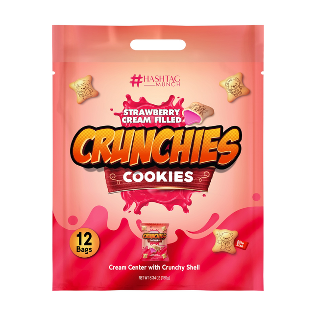 CRUNCHIES Cookies Filled with Cream - Strawberry (12pcs) 180g (Case 6)