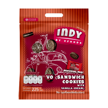 INDY VO Cookies with Vanilla Cream 225g  (Case 12)