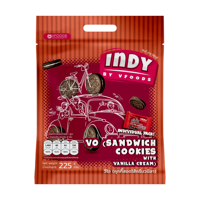 INDY VO Cookies with Vanilla Cream 225g  (Case 12)