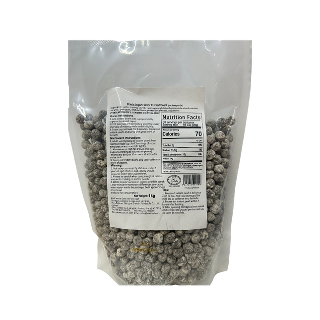 WU FU YUAN Instant Tapioca Pearls - Black Sugar 1kg (Case 18)