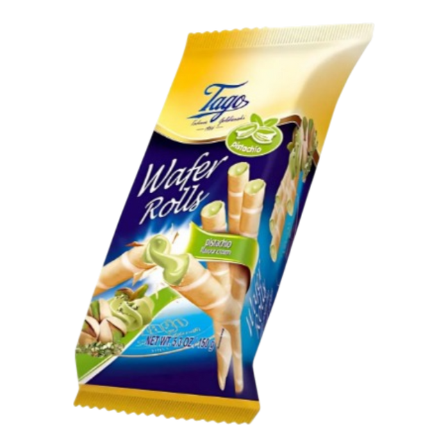 TAGO Roll Wafers Pistachio 150g (Case 30)