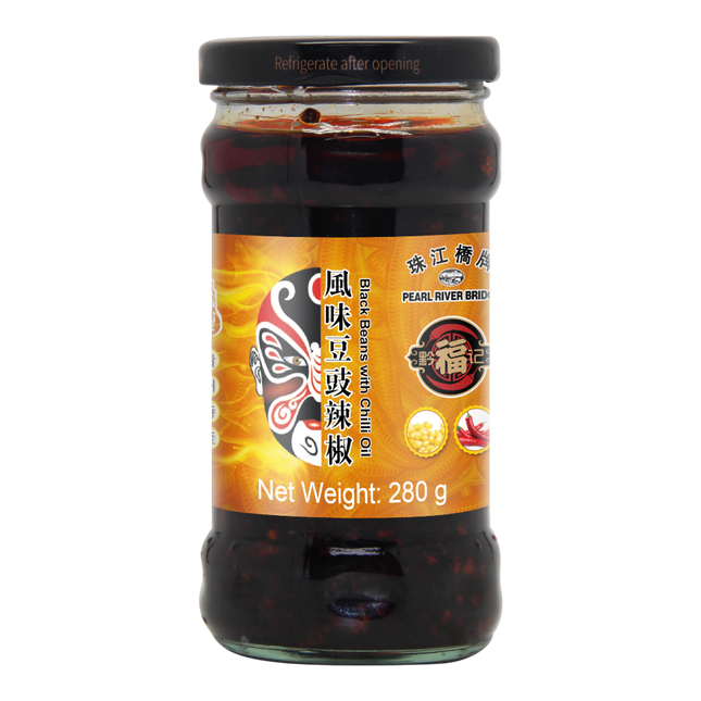 PEARL RIVER BRIDGE Black Beans With Chilli Infused Oil 280g (Case 24)
