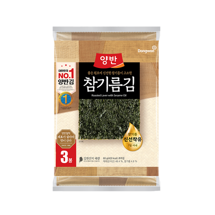DONGWON Seasoned Laver with Sesame Oil  (3 packs) 60g (Case 10)