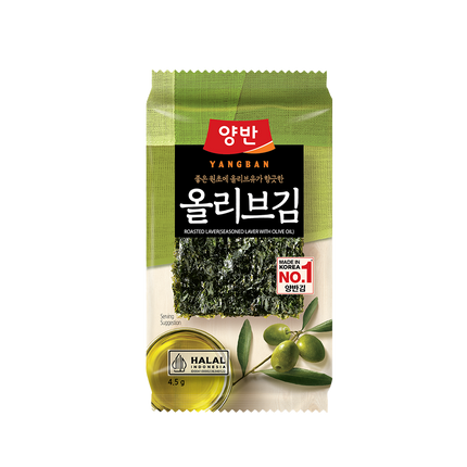 DONGWON Halal Seasoned Laver with Olive Oil  (3 packs) 13.5g (Case 36)