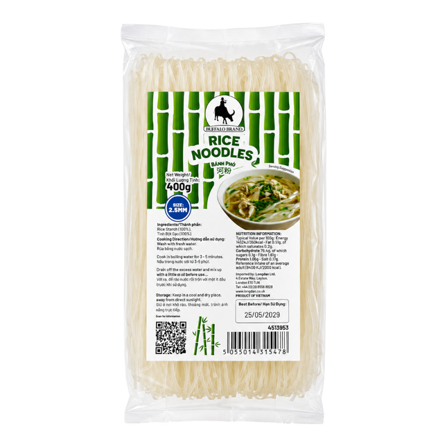 BUFFALO Rice Noodles 2.5mm 400g (Case 25)