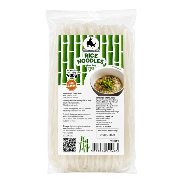 BUFFALO Rice Noodles 4mm 400g (Case 25)