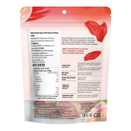 OHLA Dried Spicy Pink Guava Strings 100G (Case 35)