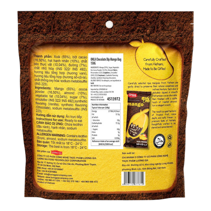 OHLA Chocolate Dip Mango Bag 150G (Case 20)