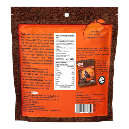 OHLA Chocolate Dip Orange Bag 150G (Case 20)