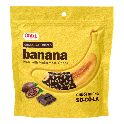 OHLA Chocolate Dip Banana Bag 150G (Case 20)