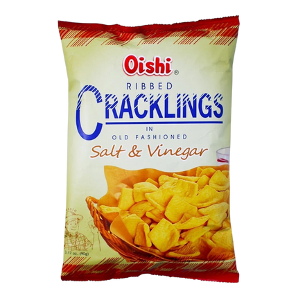 Oishi Ribbed Cracklings Salt & Vinegar 90g (Case 30)