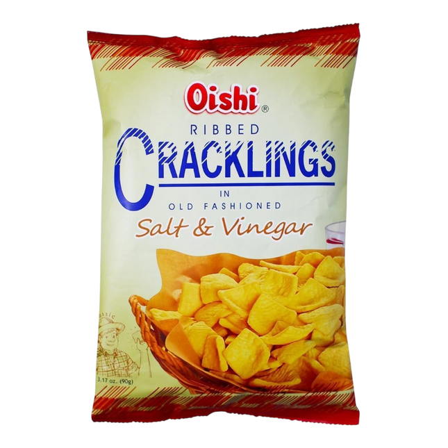 Oishi Ribbed Cracklings Salt & Vinegar 90g (Case 30)