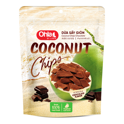 OHLA Coconut Chips With Chocolate 80g (Case 25)