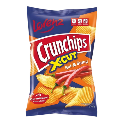 LORENZ X-CUT CRUNCHIPS Hot & Spicy 130g (Case 12)