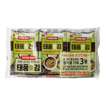 TAEPOONG Crispy Seaweed Snacks Wasabi Flavour (3pcs) 12g (Case 24)