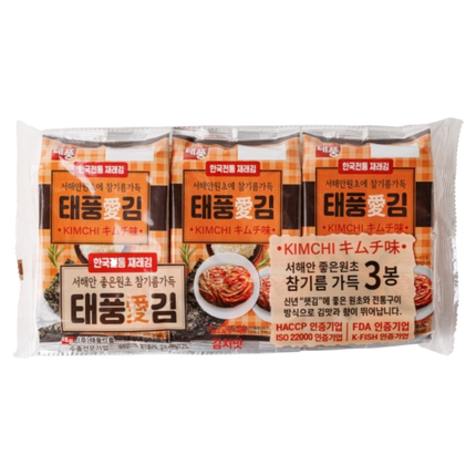 TAEPOONG Crispy Seaweed Snacks Kimchi Flavour (3pcs) 12g (Case 24)