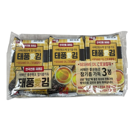 TAEPOONG Crispy Seaweed Snacks Original Flavour (3pcs) 12g (Case 24)