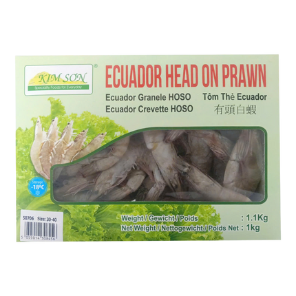 Kim Son Ecuador Head On Prawn 30/40 1kg net (Case 10)