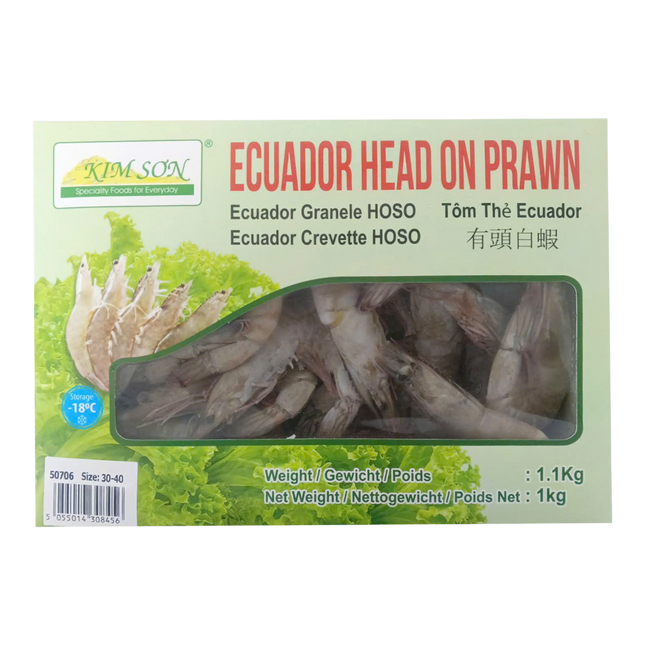 Kim Son Ecuador Head On Prawn 30/40 1kg net (Case 10)