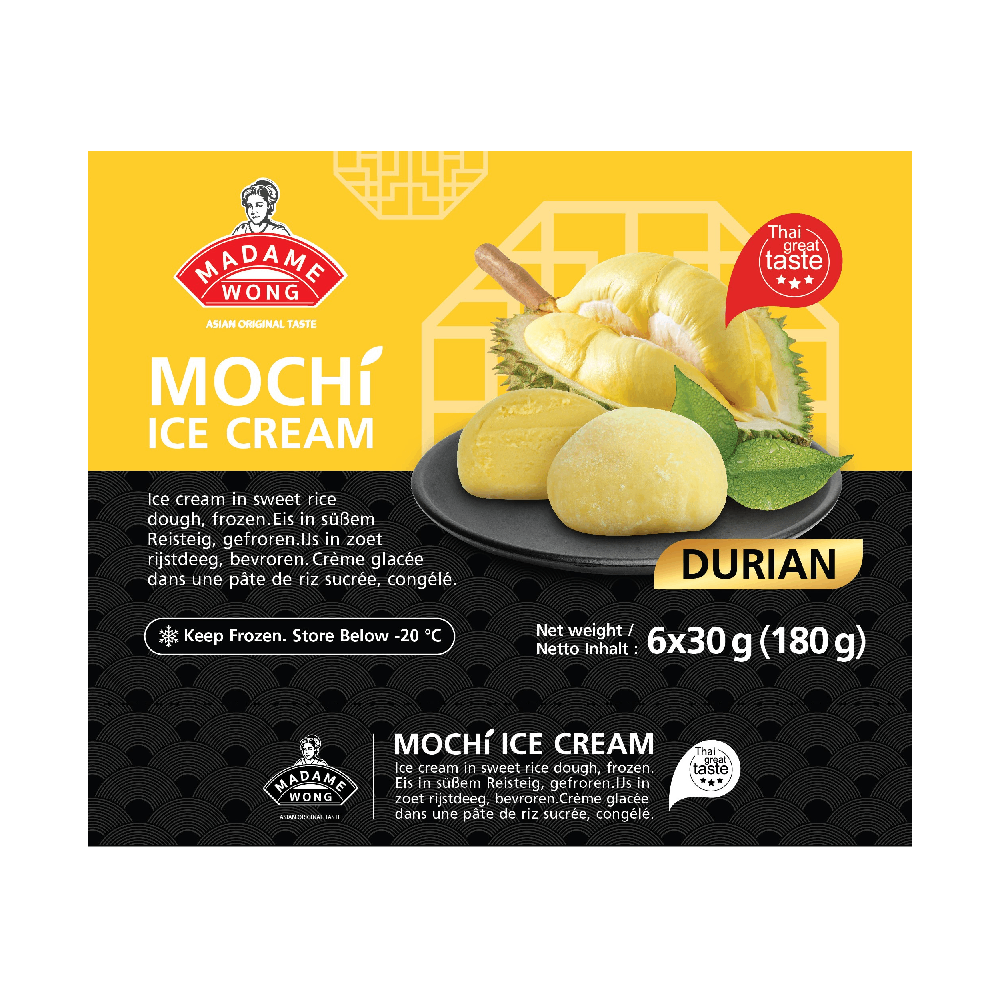 MADAME WONG Mochi Ice Cream - Durian (6pcs) 180g (Case 12)