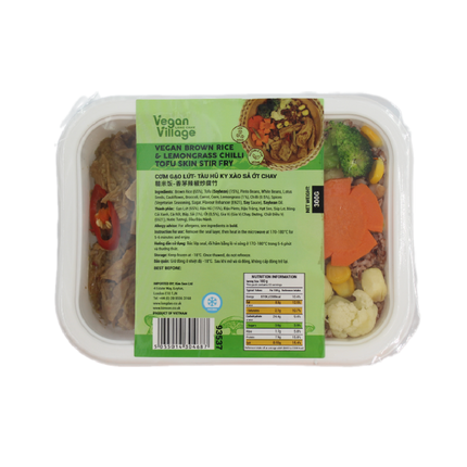 Vegan Village Brown Rice & Lemongrass Chilli Tofu Skin Stir Fry 300G (Frozen) (Case 20)