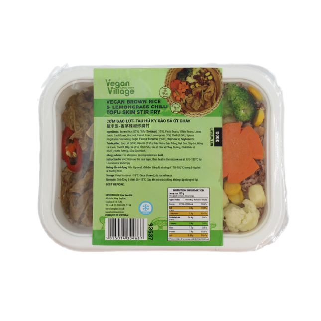 Vegan Village Brown Rice & Lemongrass Chilli Tofu Skin Stir Fry 300G (Frozen) (Case 20)