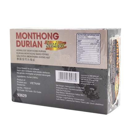 White River Frozen Monthong Durian Seedless 500G (Case 20)