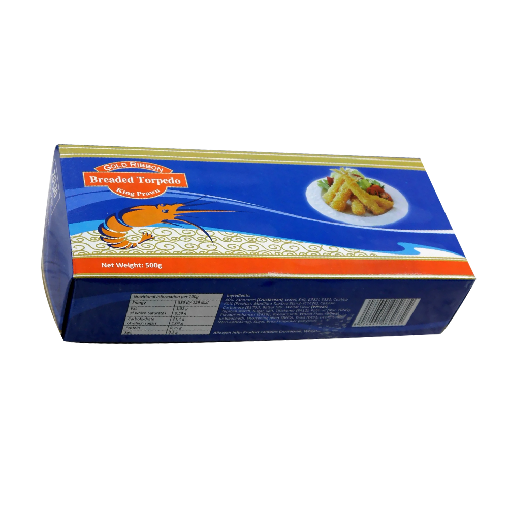Gold Ribbon Breaded Torpedo King Prawn 500g  (Frozen) (Case 12)
