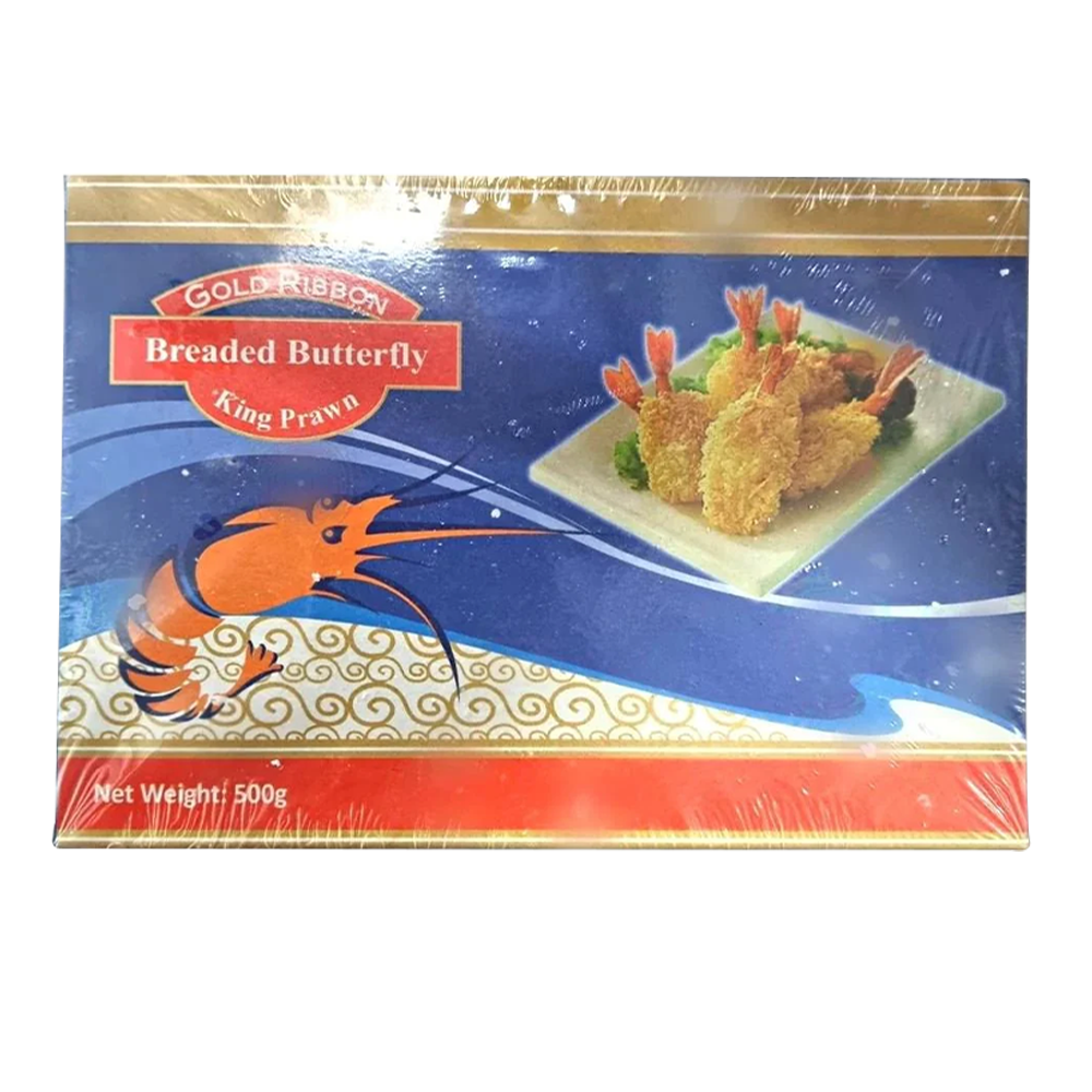 Gold Ribbon Breaded Butterfly King Prawn 500g (Frozen) (Case 12)