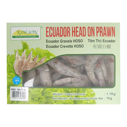 Kim Son Ecuador Head On Prawn 20/30 1kg net (Case 10)
