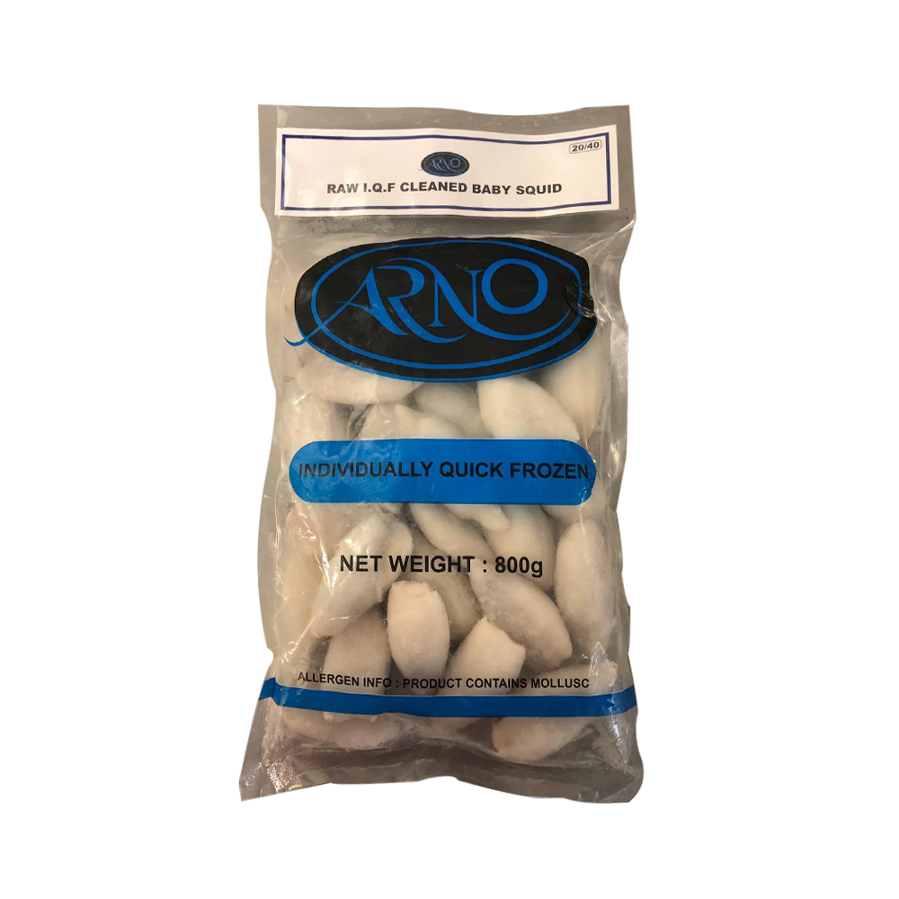 ARNO IQF Whole Cleaned Baby Squid 20/40 1KG (800gnet) (Frozen) (Case 10)