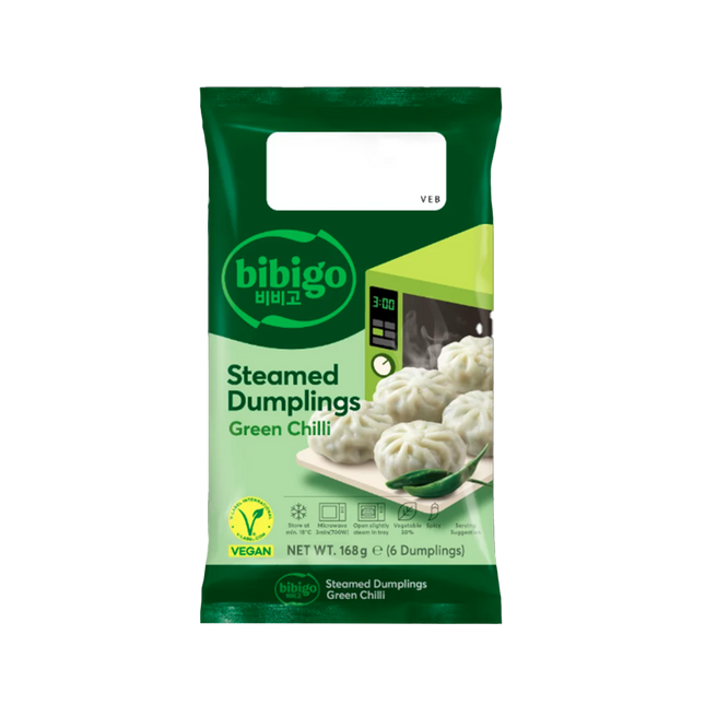 CJ BIBIGO Steamed Dumplings Green Chilli 168g (Case 24)