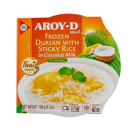 AROY-D Durian with Sticky Rice in Coconut Milk 180g (Case 12)