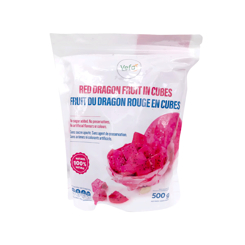 VEFA Frozen Red Dragon Fruit In Cubes 500g (Case 20)