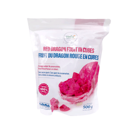 VEFA Frozen Red Dragon Fruit In Cubes 500g (Case 20)