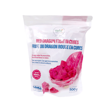 VEFA Frozen Red Dragon Fruit In Cubes 500g (Case 20)