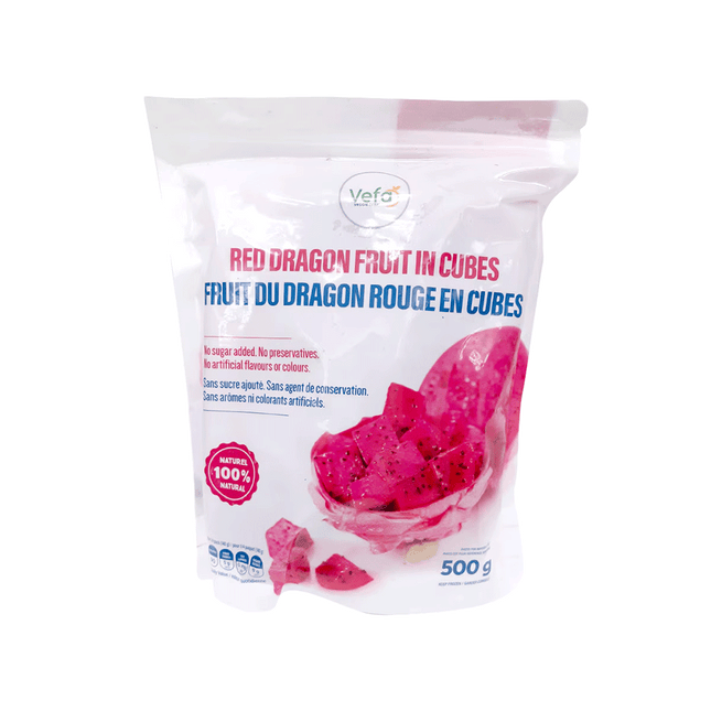 VEFA Frozen Red Dragon Fruit In Cubes 500g (Case 20)