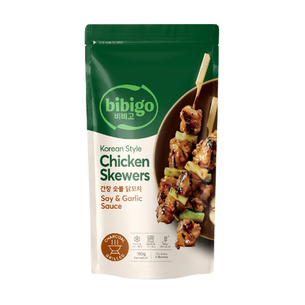 CJ BIBIGO Korean Style Chicken Skewers Soy & Garlic 180g (Frozen) (Case 10)