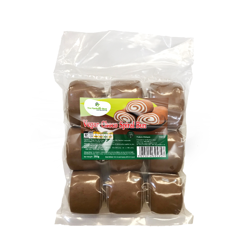 The Plantbase Store Vegan Choco Spiral Bun 250g (Case 10)