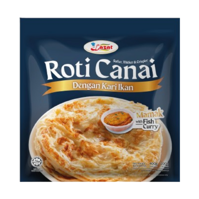 LAZAT ROTI CANAI- FISH CURRY 4'S 600g (Frozen) (Case 20)
