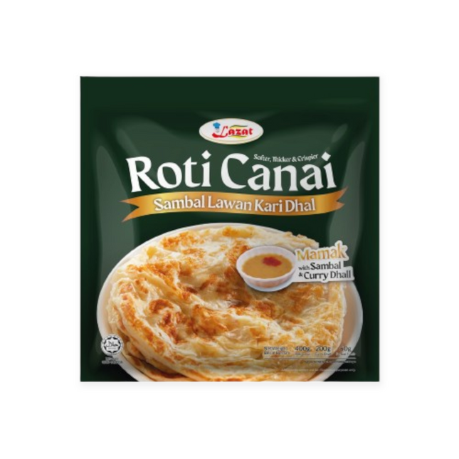 LAZAT ROTI CANAI - SAMBAL LAWAN CURRY DHALL 4'S 660g (Frozen) (Case 20)