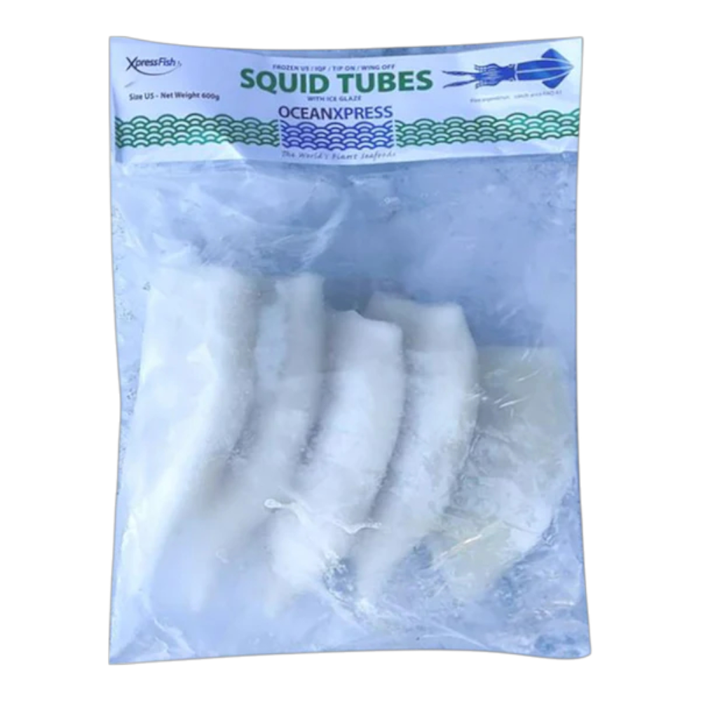 XPRESS FISH IQF Squid Tubes U5 (600g net) 1kg (Case 10)