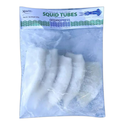XPRESS FISH IQF Squid Tubes U5 (600g net) 1kg (Case 10)