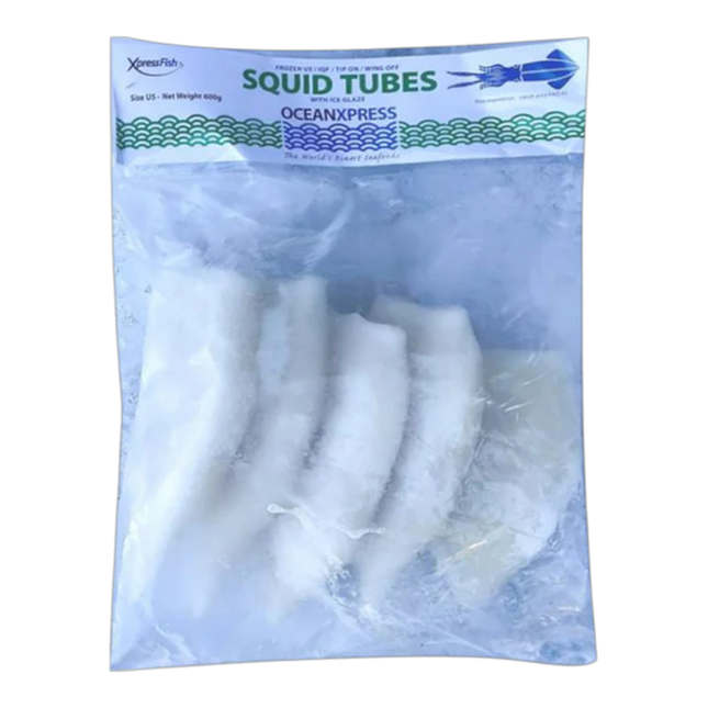 XPRESS FISH IQF Squid Tubes U5 (600g net) 1kg (Case 10)